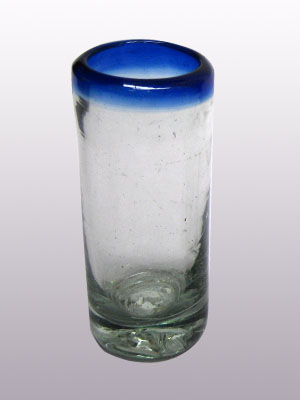 MEXICAN GLASSWARE / Cobalt Blue Rim 2 oz Tequila Shot Glasses (set of 6)